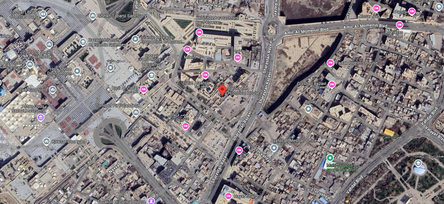 نقشه گوگل مپ خانه داروغه در مشهد 8648738746413